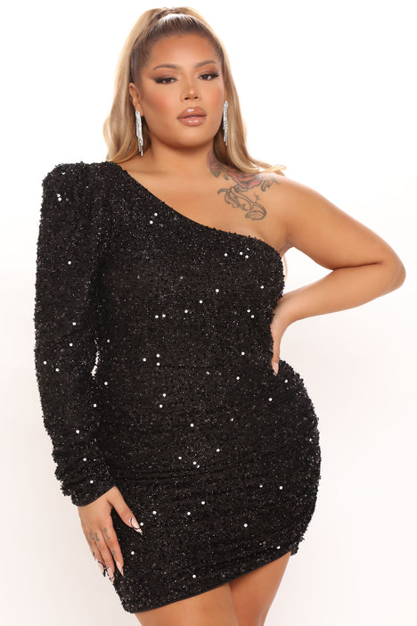 Olivia Sequin Mini Dress - Black ...